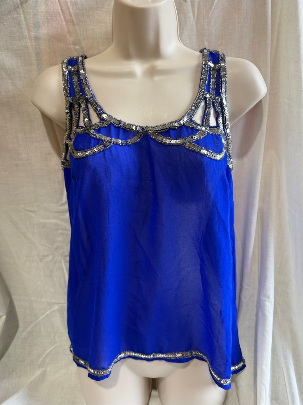 Charlotte Russe Embellished Royal Blue Sleeveless Tank Top
